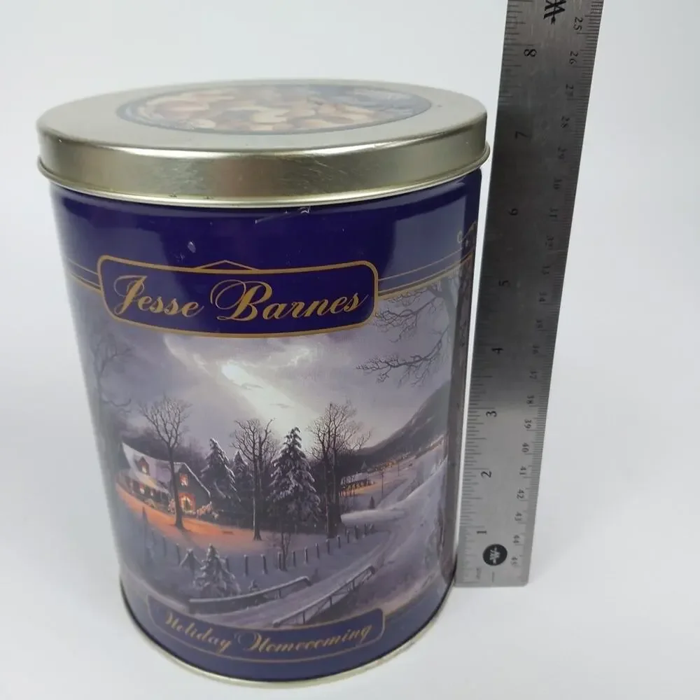 Jesse Barnes Homecoming Empty Tin Golden Kernel Snacks Christmas‎ Scene